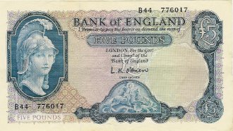 British 5 pound note 1957